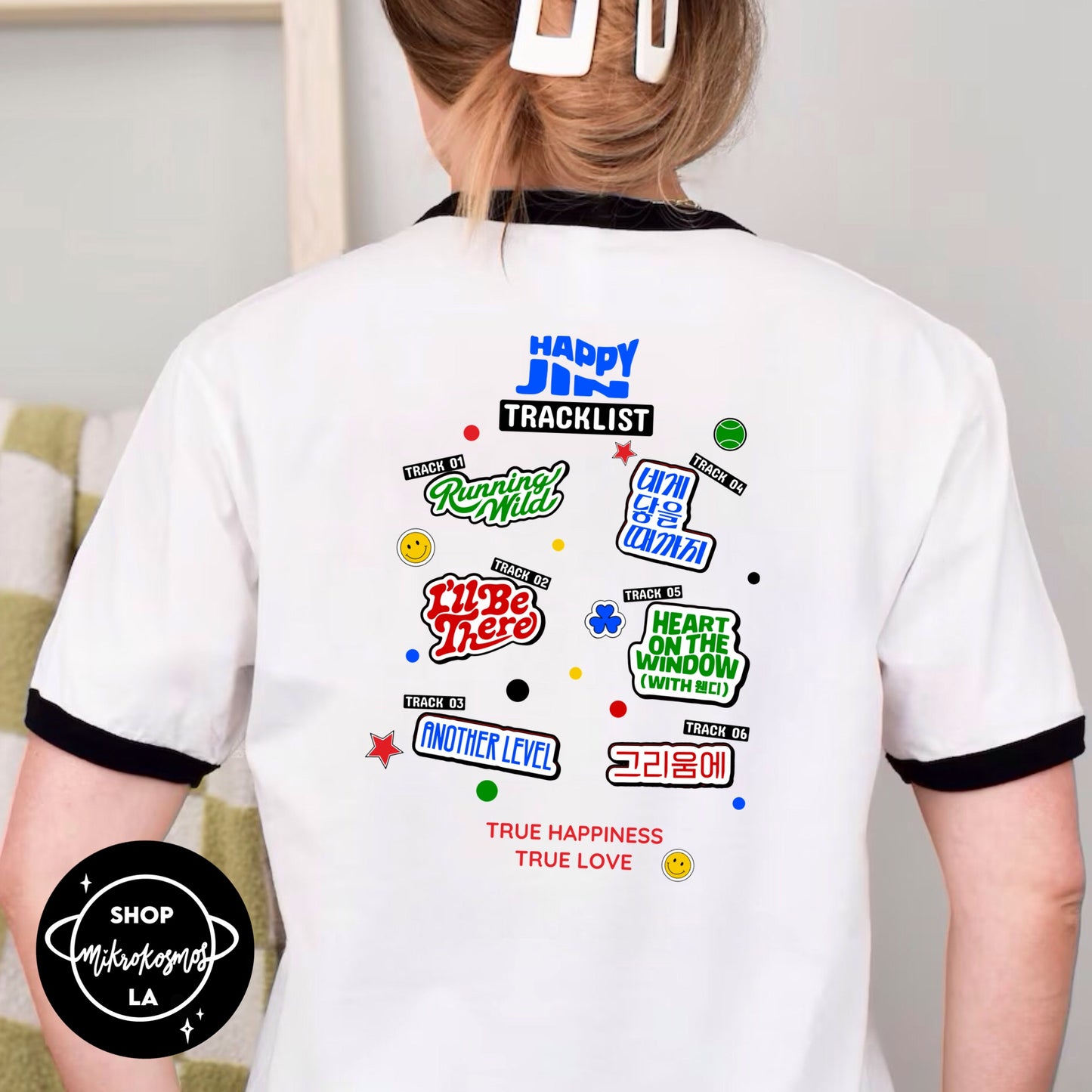 Pre-Order JIN HAPPY retro style ringer tee