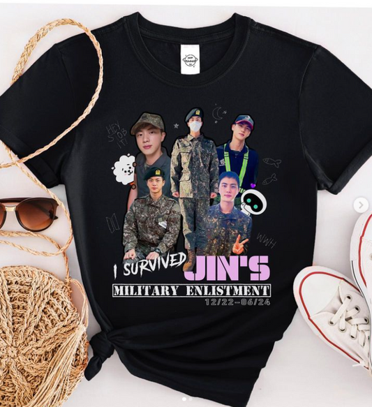 Jin’s military enlistment t shirt